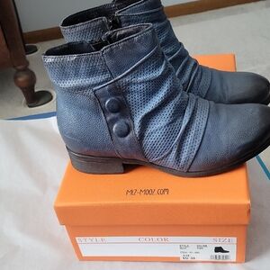 Miz Mooz Textured Navy Ankle Booties